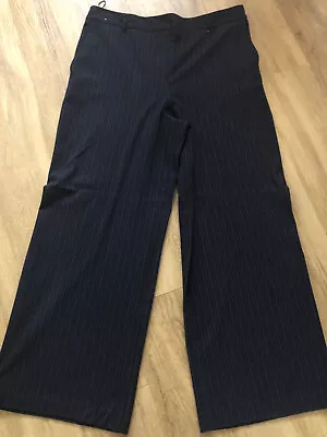 £6.99 • Buy Next Wide Leg Pin Stripe Formal Trousers In Navy Size 18 Reg