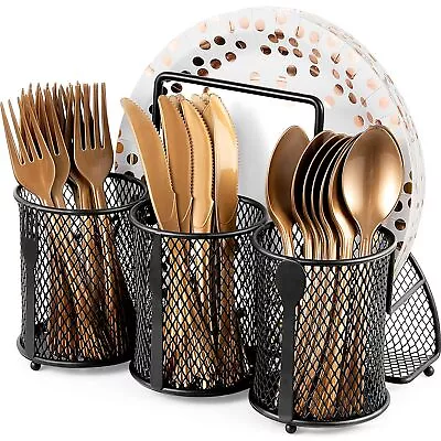 Metal Utensil Caddy Silverware Organizer Utensil Holder Cutlery Caddy Flatw... • $33.19