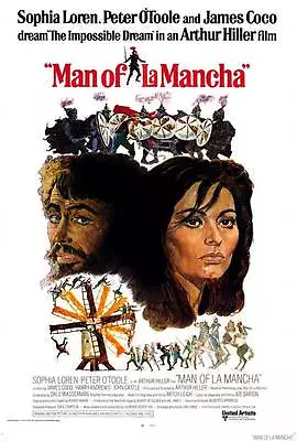 MAN OF LA MANCHA Movie POSTER 27x40 B Peter O'Toole Sophia Loren James Coco • $17.98