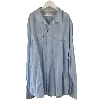Country Road Linen Cotton Shirt Blue Striped 2XL Men’s • $15