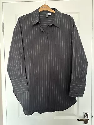 H&M Black Pinstripe Ladies Shirt Size Medium New • £9.50