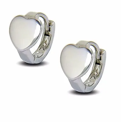 Beatiful Small 9ct White Gold Filled Hoop Earrings Heart Shape Women Girls BE949 • £12