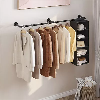 Vintage Gold Wall Mounted Clothes Rack Strong Metal Garment Hanging Storage Rail • $32.97