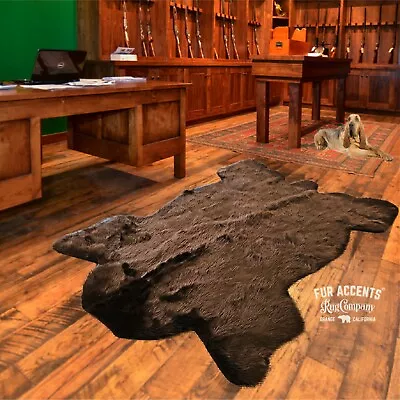 $199.99 • Buy Brown Buffalo Hide Rug - Plush Shag Faux Fur - Bonded Suede Lining - Made In USA