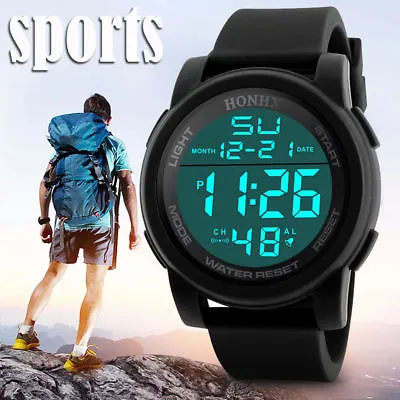 Military Army Mens LED Walking Digital Outdoor Sports Wrist Rubber Waterproof   • £9.99