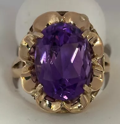 10k Yellow Gold Amethyst Ring Vintage • $495