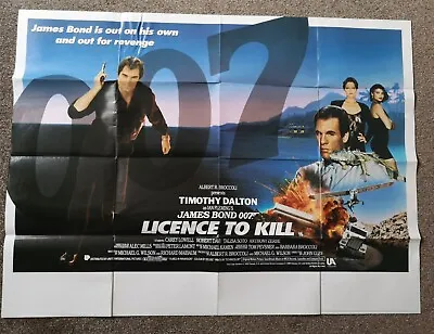 Vintage Original James  Bond 007 Licence To Kill Quad Cinema Poster 1989 • £135