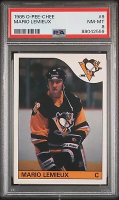 1985/86 O-Pee-Chee Hockey #9 Mario Lemieux Rookie Card RC PSA 8 • $899.99