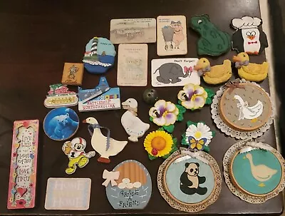 Lot Of 25 Vintage Refrigerator Magnets Country Farm Animals Food Snacks Frog • $15.99