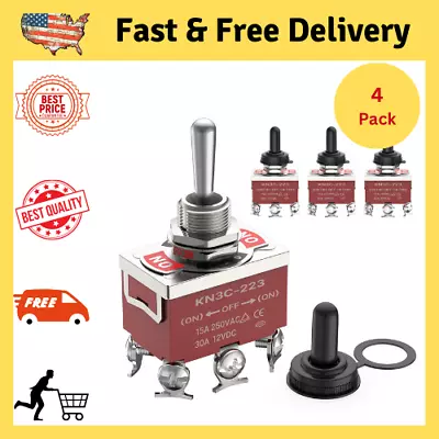 4Pcs Momentary Toggle Switch 12V DC 30A DPDT On-Off-(On) 6 Pin 3 Position Heavy • $17.99