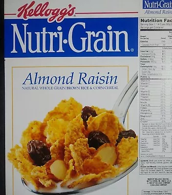 RARE! 1993 Kellogg's NUTRI-GRAIN ALMOND RAISIN CEREAL BOX Flat Empty Unused Vtg • $42.88