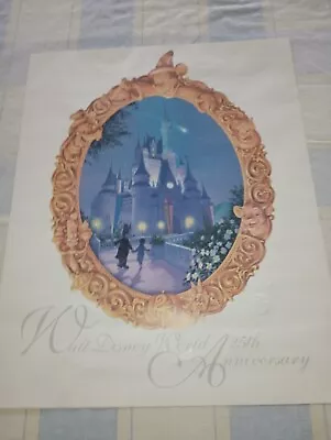 WALT DISNEY WORLD 25th ANNIVERSARY MICKEY MOUSE CASTLE POSTER 16x20 STAMPED • $20