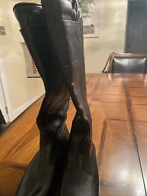 Frye Women's Leather Boots Black Size 5.5B Melissa Trapunto Knee High • $75