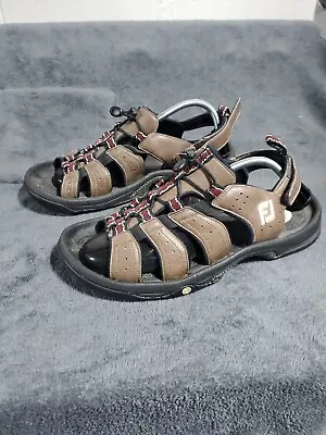Footjoy Brown Leather Sliked Golf Sandals Shoes Men's Size 12 Open Toe  • $35