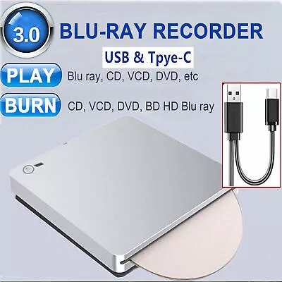6X Blu Ray BD Burner External USB Super Slim DVD RW CD Writer Portable Drive UK • £70.78