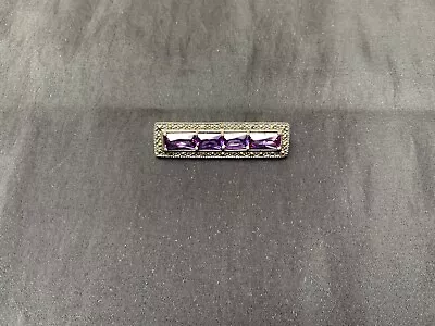 £15 • Buy Silver 925 Marcasite, Amethyst Brooch, Used