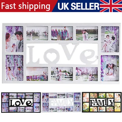 Family Love 10 Multi Aperture Photo Picture Frame Holds 6''X4'' 5''X7'' Photos C • £10.99