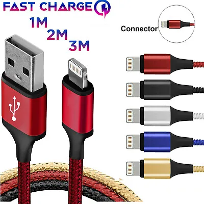 USB Charger Fast Long 3M Cable USB Lead For IPhone 6 7 8 X XS XR 11 12 13 Pro 14 • £3.99