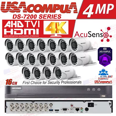 Hikvision 4k Security Camera System Cctv 16ch 2mp Outdoor  Mini Bullet (2021) • $313.49