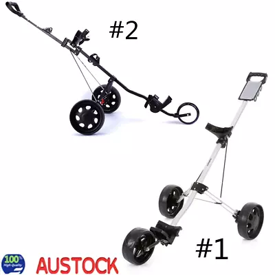 Foldable Golf Buggy Trolley Cart Push Pull 3 Wheels Aluminum Cart With Footbrake • $148.14