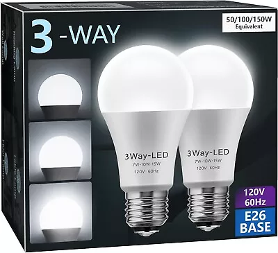 3-Way LED Light Bulbs 50-100-150W Daylight White E26 2Pack New • $13.99