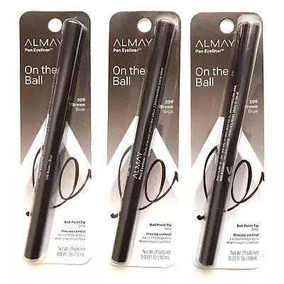 Lot Of 3 ALMAY ON THE BALL Pen Eyeliner BROWN 209 NEW NIP SEALED • $29.75