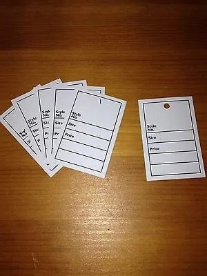 £2.99 • Buy White -Style Size Price Clothes Stock LABELS TAGS Retail Market Shop Tickets 100