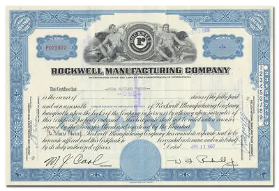 Rockwell Manufacturing Company Stock Certificate • $2.50