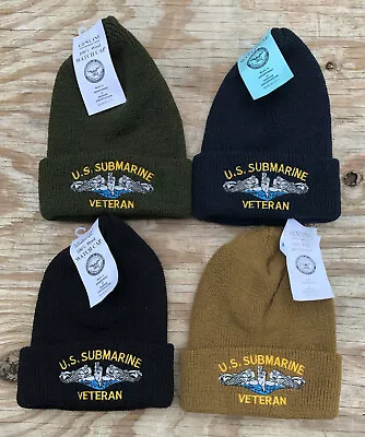 U.S. Submarine Veteran WOOL Watch Cap Made In USA Dolphins Navy Vet Beanie Hat • $20.90