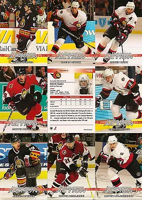 2003-04 ITG In The Game Action Ottawa Senators Complete Team Set (20) • $1.39