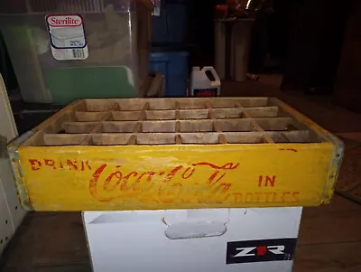 Vintage Coca Cola Wooden 24 Bottle Yellow  Crate - Nice Paint! • $25