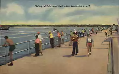 Manasquan New Jersey NJ Fishing Inlet From Esplanade Linen Vintage Postcard • $7.05