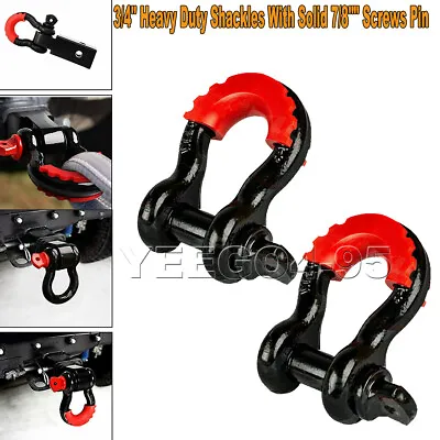 2PCS 3/4  Strength Shackle D-Ring Set For Tow Strap Winch Offroad SUV Jeep Truck • $21.84
