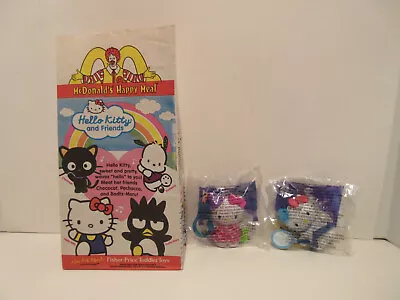 Lot Of 2 Vintage 2001 McDonalds Happy Meal Hello Kitty Unopened Kids Toys & Bag • $7.95