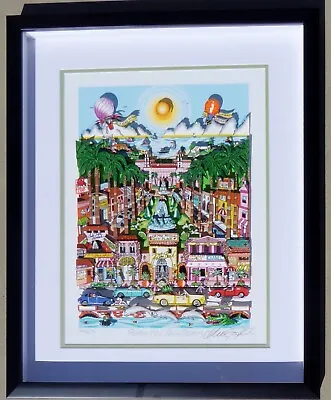 Charles Fazzino  Perfectly Palm Beach  3D DX Hand Signed Framed Florida COA • $1480