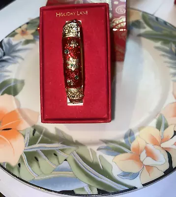 Macy’s Holiday Lane Gold Enameled Poinsettia Christmas Stretch Bracelet W Box  • $9.99