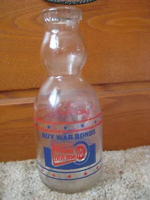 RARE 1940’s WW2  Buy War Bonds  Cream Top Quart Milk Bottle- Marigold Dairies • $99