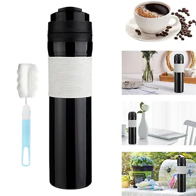 Black French Coffee Presse Portable Travel Mug Quick Brew Tea Maker Bottle 350ml • £12.69