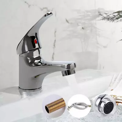 Modern Bathroom Single Lever Taps Basin Sink Mixer Tap With 2 Hoses Faucet • £11.29
