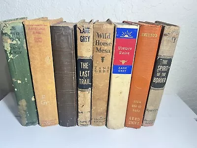 Lot Of 8 Vintage Zane Grey Hardcover Books Rustic Western Decor Early 1900s • $10