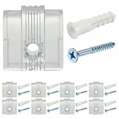 8 Transparent Mirror Clips Wall Mounting Set Clear Brackets Screws Anchors 1/4  • $10.49