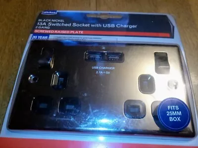 £18 • Buy WICKES Black NickeL 13A  Switches  Sockets WITH USB CHARGER