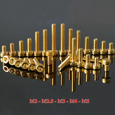 M2 M2.5 M3 M4 M5 Ti-plated Gold Hex Socket Head Cap Screw Allen Bolts Hex Drive • $1.79