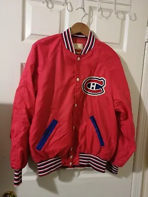 VTG Montreal Canadiens Bomber Light Jacket Size S Men Red • $25.49
