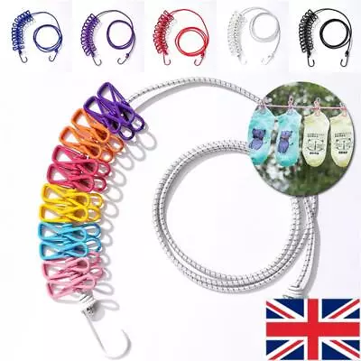 £5.89 • Buy Travel Camping Washing Line Long Compact 12 Peg Portable Clothes Line Joinable