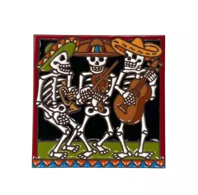 Vintage Mexican Day Of The Dead Sugar Skull Tile Dia De Los Muertos Mariachi • $24.95