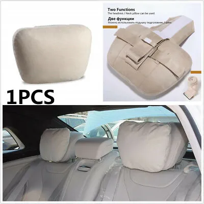 1X Beige Car Headrest Neck Support Soft Adjustable Car Pillow Neck Rest Cushion • $17.90