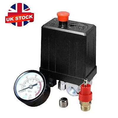 £9.09 • Buy Pressure Gauge Safety Valve Set + Air Compressor Pressure Switch Single Phase UK