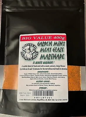 MISTER MARINADE Big Value 400g Garden Mint Meat Glaze Marinade BBQ Seasoning • £9.95