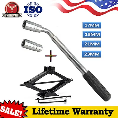 Scissor Jack 2 Ton W Handle+Spare Tire Repair Remover Kit Extendable Lug Wrench • $42.99